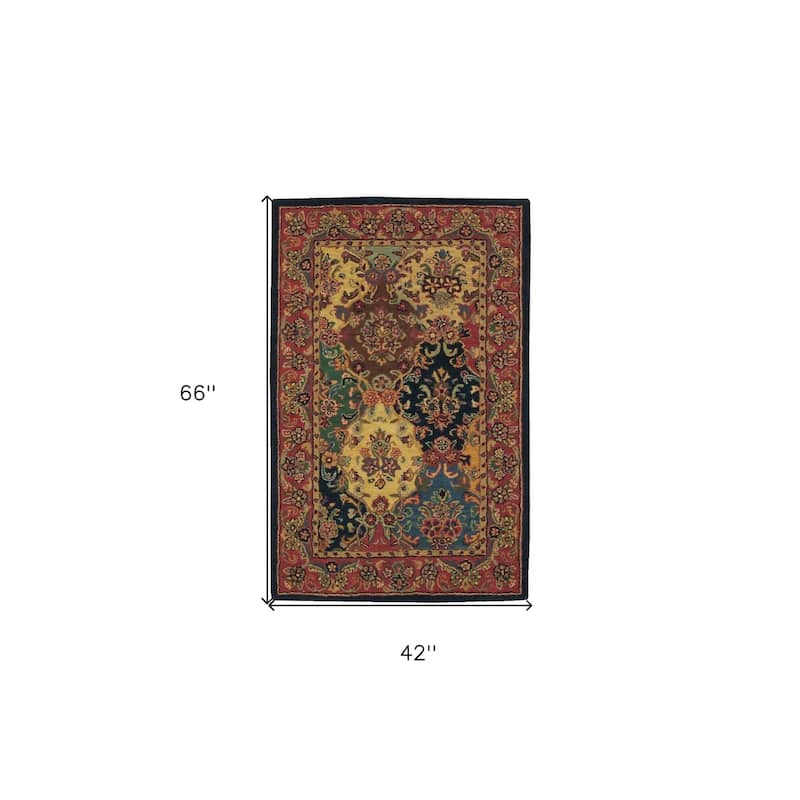 Fube Power Loomed Floral Traditional Soft Area Rug By HomeRoots - 66' X '42' X '0.5