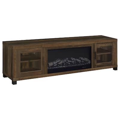 Havering 71-Inch TV Stand Fireplace Media Console Dark Pine