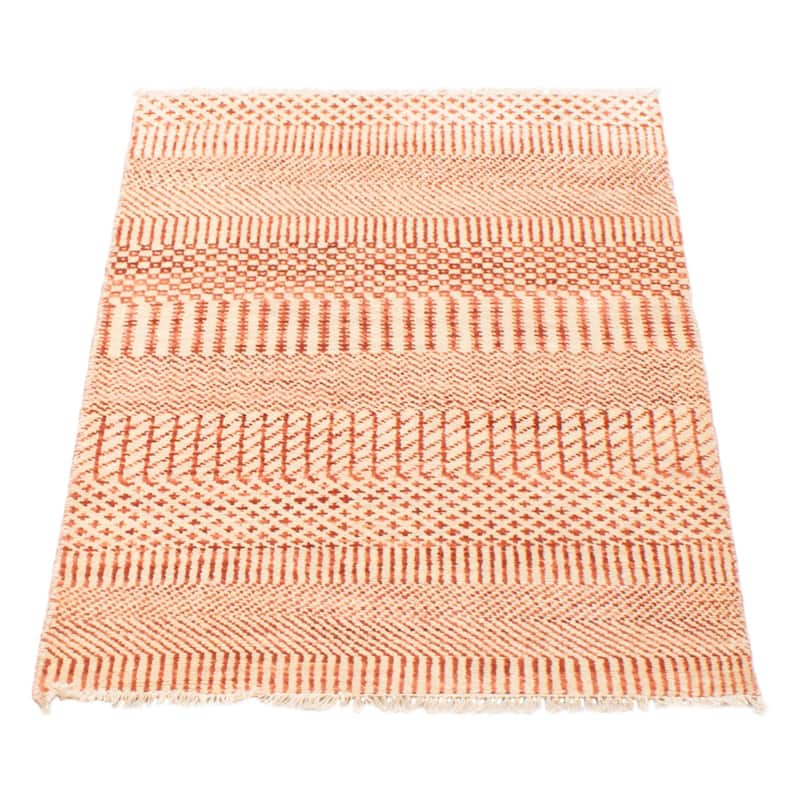ECARPETGALLERY Hand-knotted Silk Shadow Red Wool Rug - 3'0 x 5'0