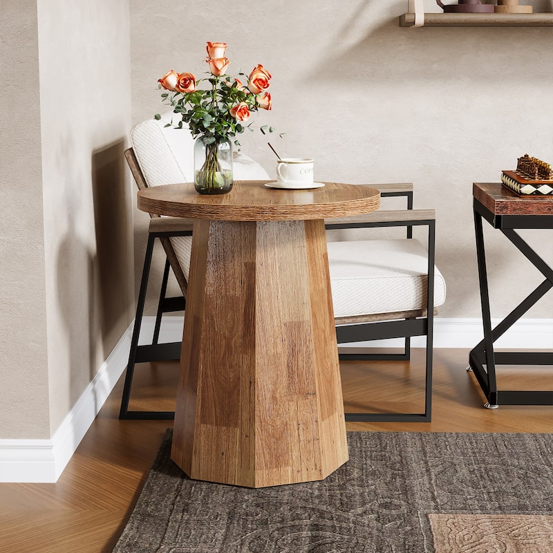Round End Table, Wooden Couch Side Table, Nightstand Accent Furniture for Living Room, Bedroom