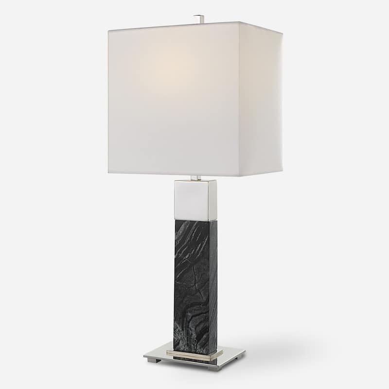 Marble Table Lamp with Square Shade - 27"