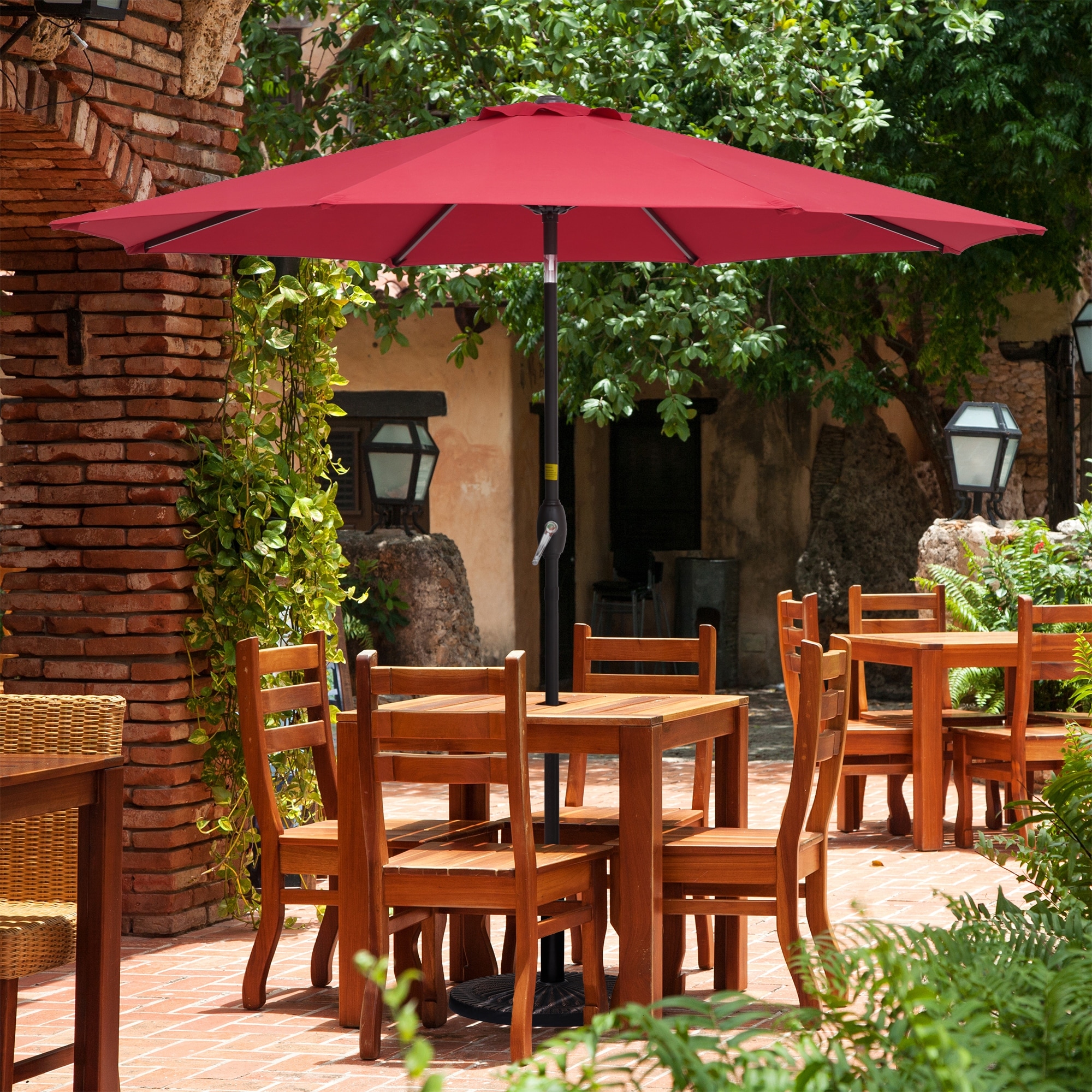 LIVOOSUN 9ft Patio Umbrella Outdoor Table Umbrella with Tilt and Crank