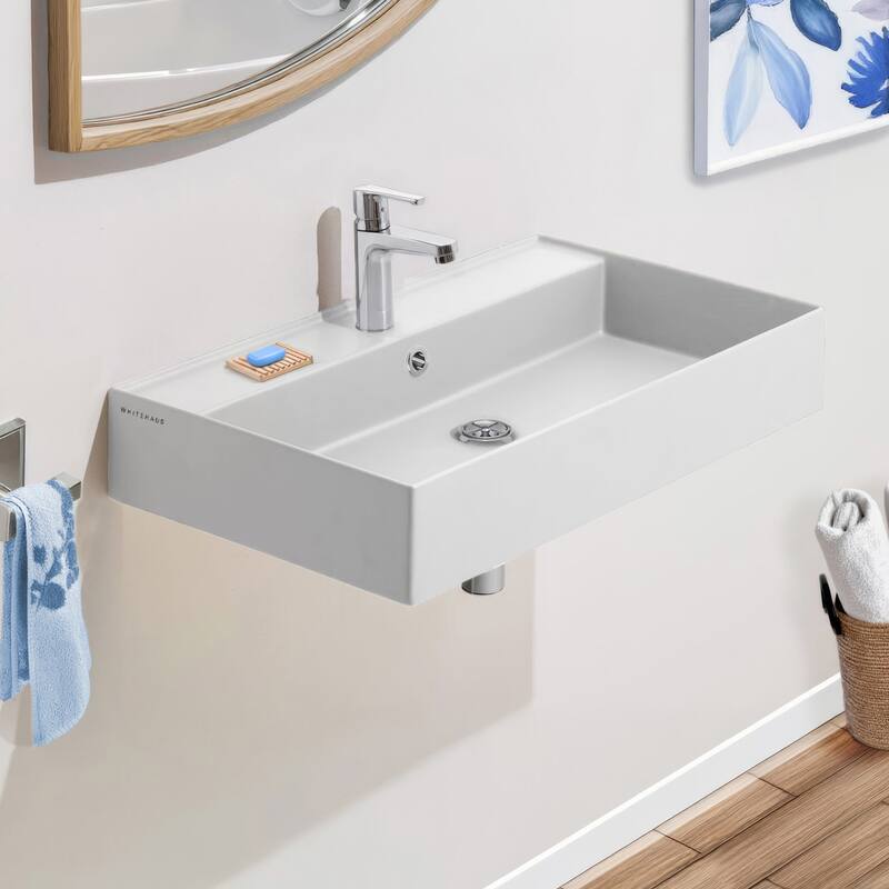 Whitehaus B-AG81-1H 31-7/8" Rectangular Vitreous China Wall Mounted