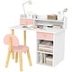preview thumbnail 2 of 7, Qaba Kids Desk and Chair Set with Storage, Kids Study Desk for Bedroom & Study Room, Girls Boys Aged 3-8 Years, Pink
