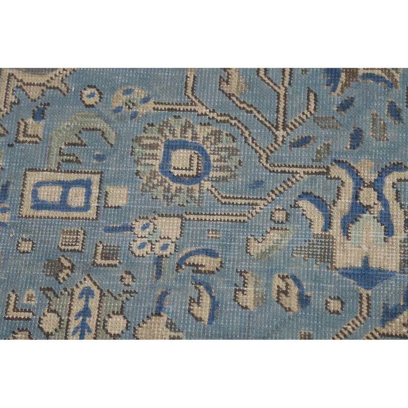 Tabriz Persian Area Rug Handmade Geometric Blue Wool Carpet - 8'0"x 11'0"