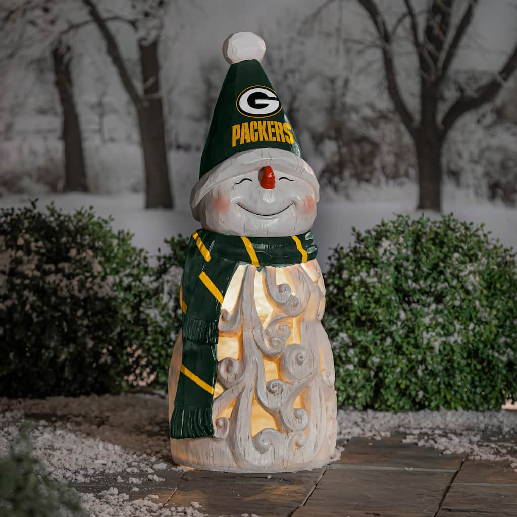 Green Bay Packers Snowman LED Garden Statuary, 26"