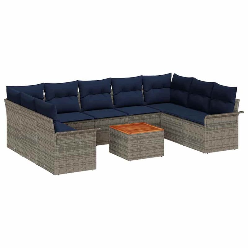 vidaXL 10 Piece Garden Sofa Set with Cushions - 113.8×73.8×27.2