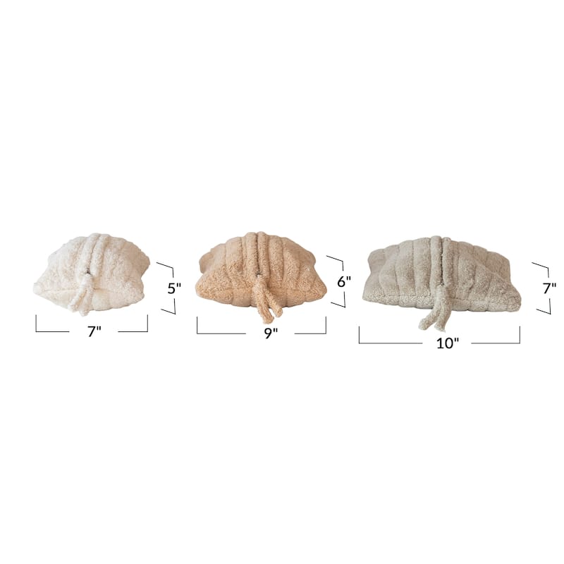 Quilted Cotton Terry Zip Pouches with Interior Coating, Set of 3 - 10.0"L x 7.0"W x 0.4"H