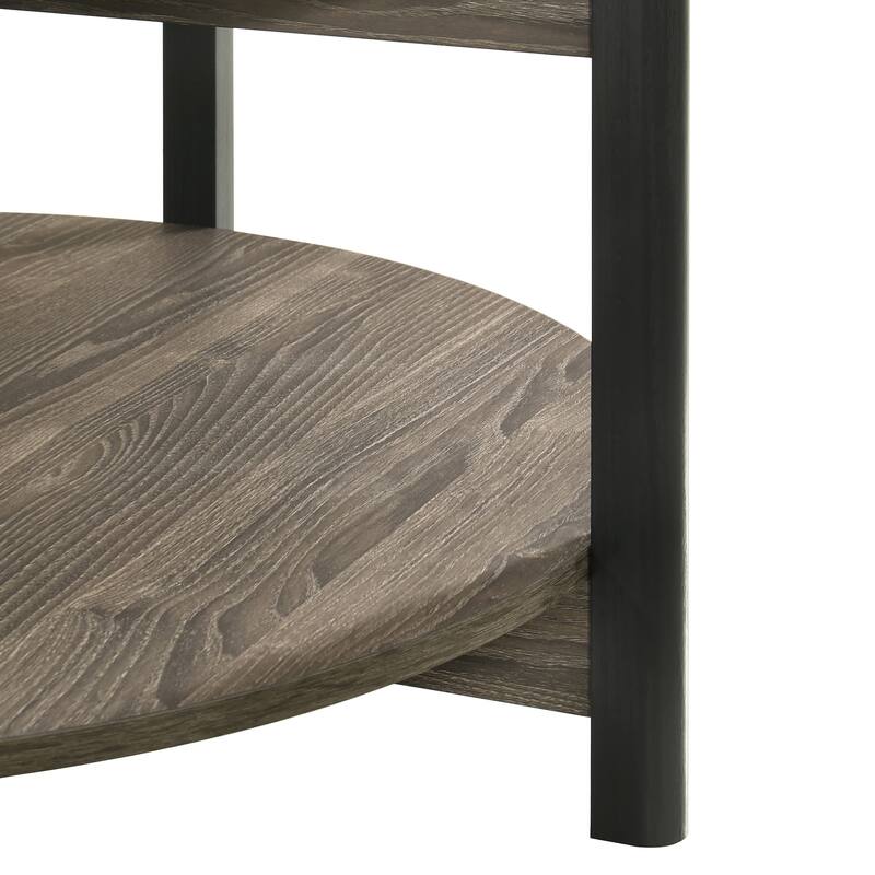 Furniture of America Rovion Round Wood Coffee Table with Open Bottom Shelf