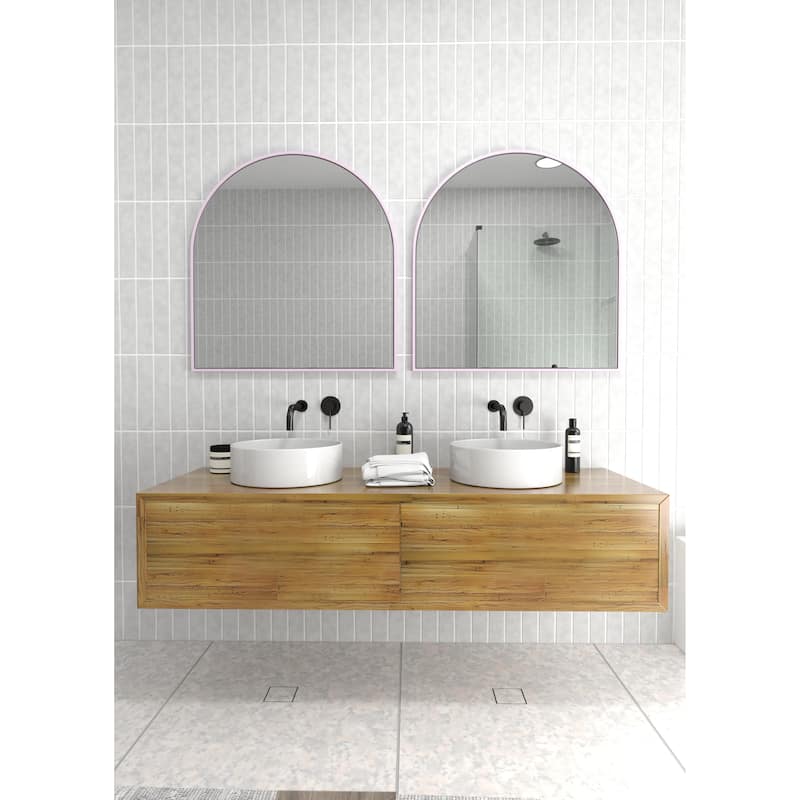 Glass Warehouse Arched Stainless Steel Framed Wall Mirror