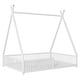 preview thumbnail 8 of 11, Metal Full Size House Platform Bed with Triangle Structure, Fence Guardrail & Horizontal Rod
