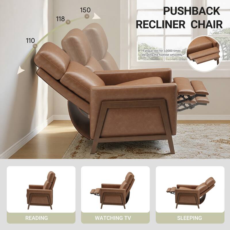 Push Back Comfy Modern Upholstered Wingback Recliner Chair