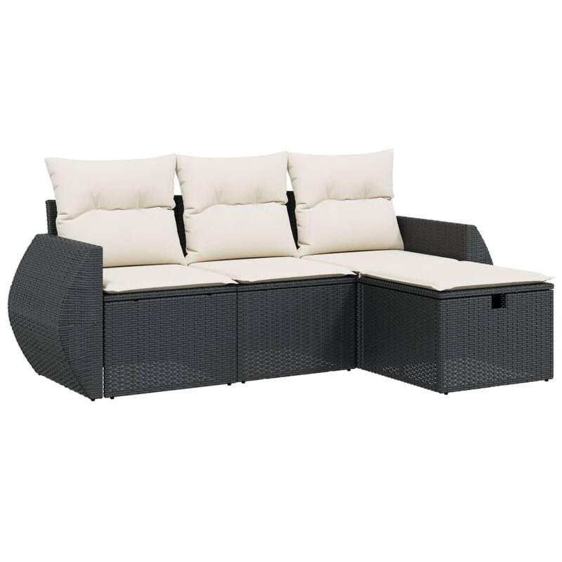 vidaXL Patio Sofa Set with Cushions Outdoor Furniture 4 Piece Poly Rattan