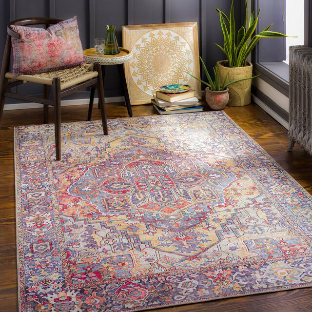 Adenia Vintage Medallion Printed Area Rug - 2'3" x 3'9" - Orange