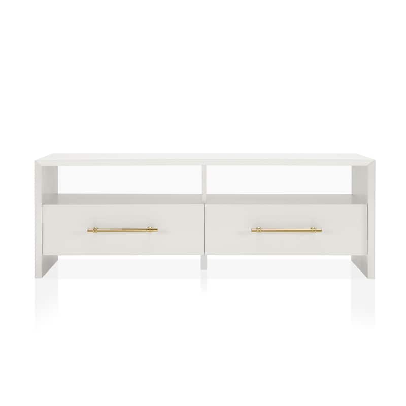DH BASIC Modern 47-inch 2-Drawer Coffee Table with Metal Bar Handle by Denhour