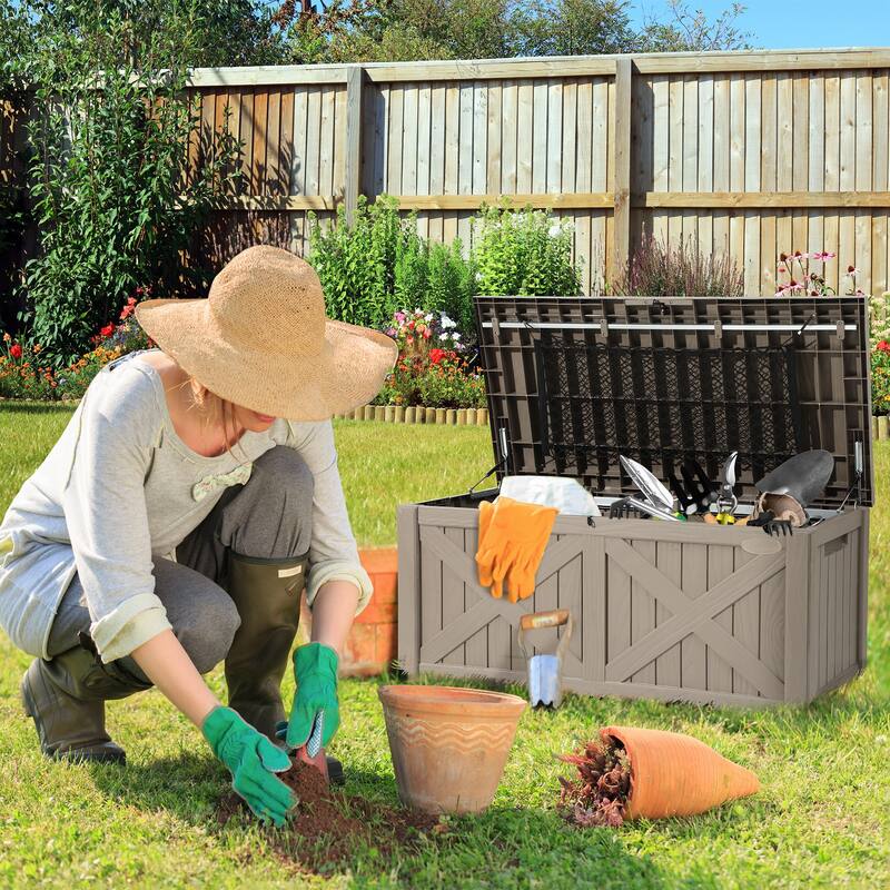 120 Gallons Water Resistant Resin Lockable Deck Box