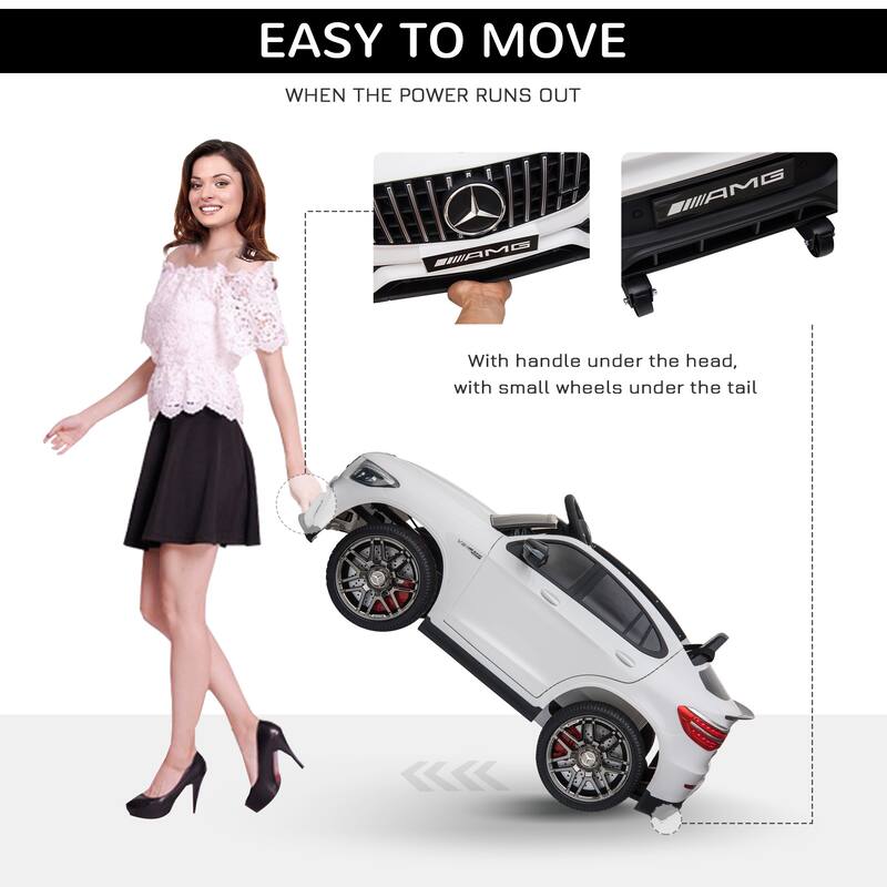 White Ride on Sports Car with Seat Belts, Parent Remote Electric Car for Kids, Electric Vehicle Toy with Steering Wheel