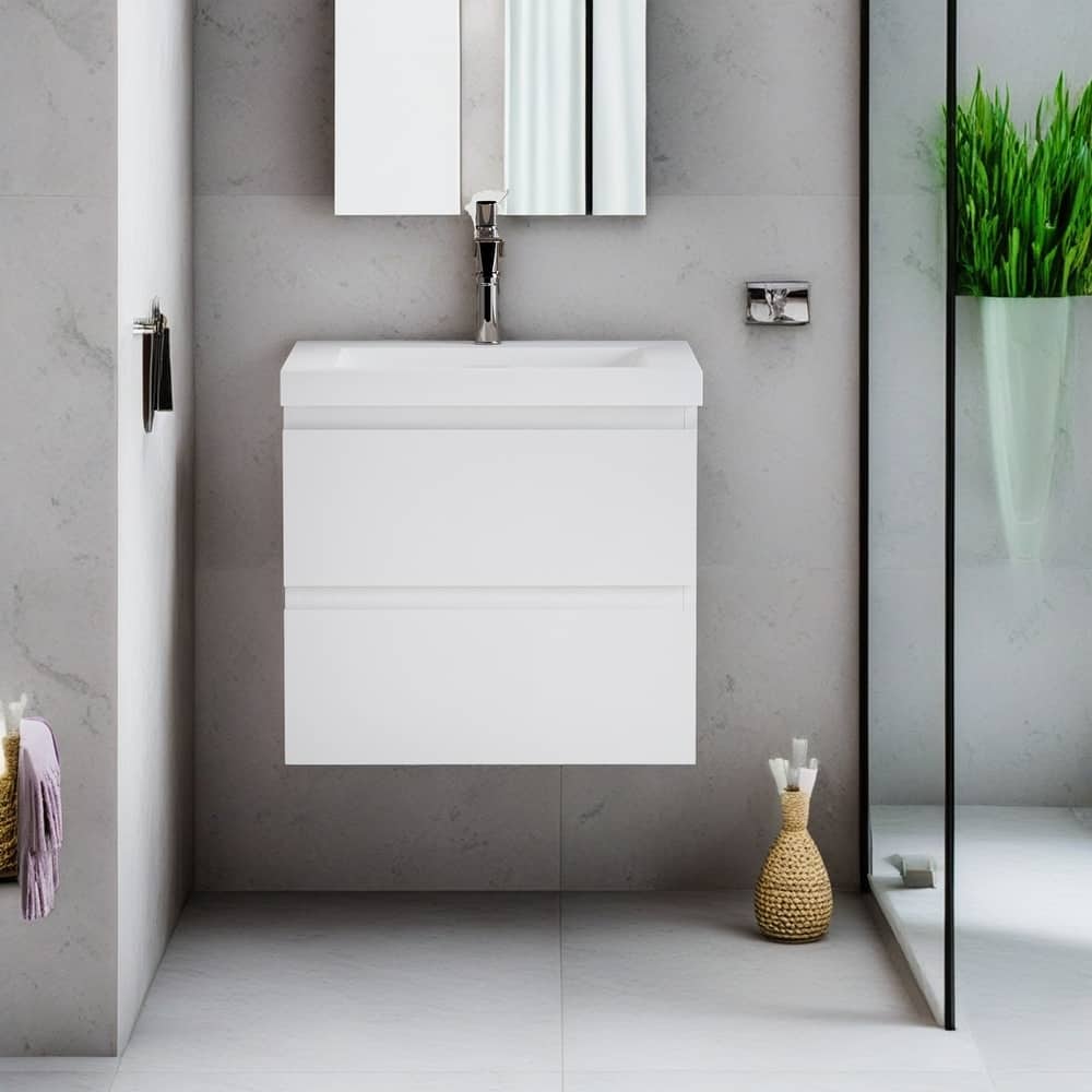 GDFStudio - Carter Floating Bathroom Vanity with Resin Sink & Soft-Close Drawers