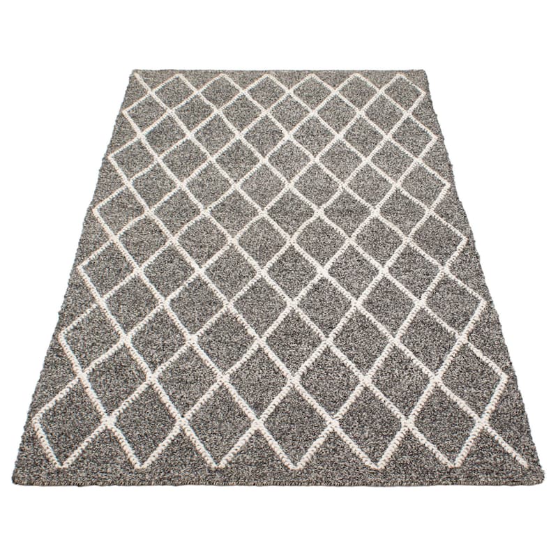 ECARPETGALLERY Braid weave Sienna Black Wool Rug - 4'11 x 8'8