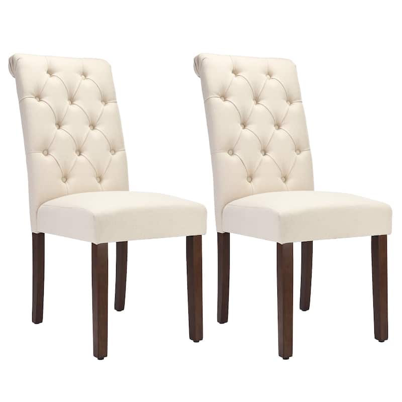 Tufted Parsons Dining Side Chairs ,Upholstered Fabric Dining Chairs Kitchen Chairs with Padded Seat(Set Of 2) - set of 2