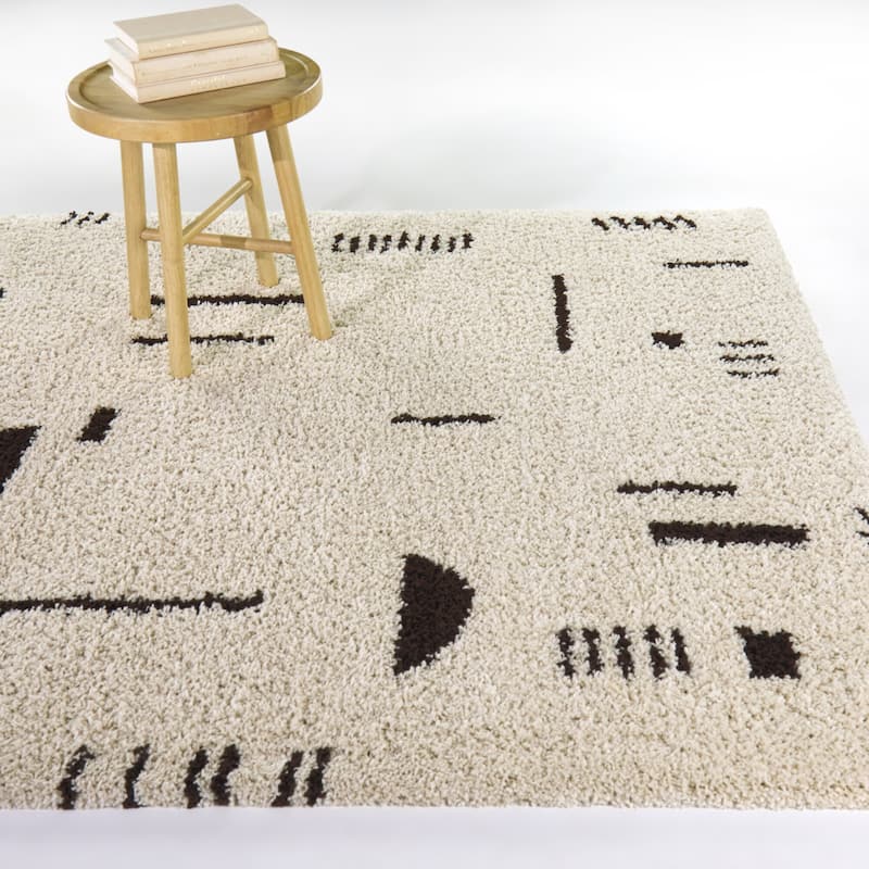 Carson Shag Area Rug - 5'3" x 7' - Cream/Charcoal - Rectangle