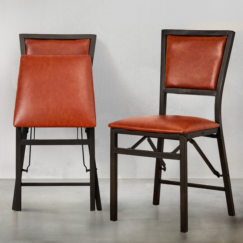 VECELO Folding Dining Chairs Set of 2/4/6 with Cushion Parson Classic Upholstered Folding Chairs,Modern 33" Parson Chairs - Set of 2 - Brown