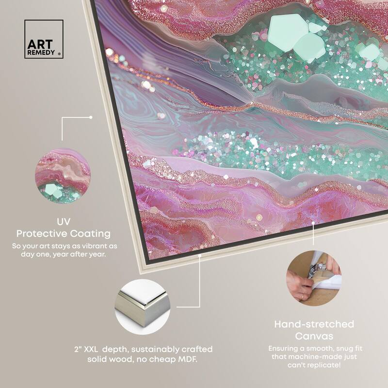 Pink and Mint Crystal II Canvas by Art Remedy