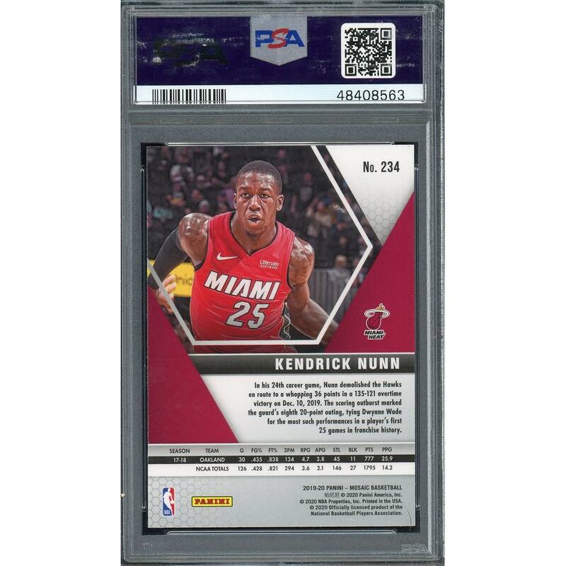 Kendrick Nunn 2019 Panini Mosaic Basketball Rookie Card RC #234 Graded PSA 9 MINT - 8'6" x 11'6"