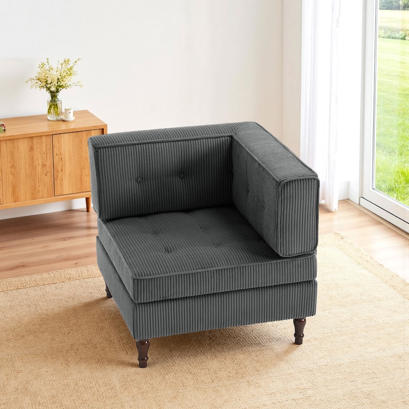32.57" W Upholstered Corduroy Corner Accent Chair