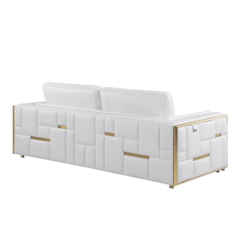 HomeRoots Two Piece White Italian Leather Five Person Seating Set