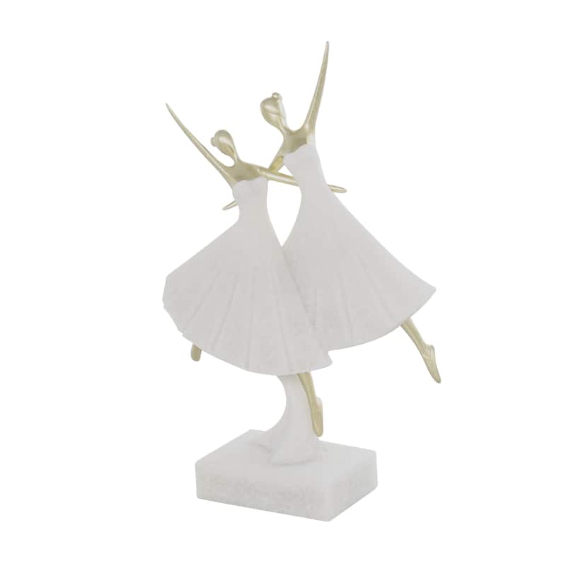 Polystone Dancer Ballet Decorative Sculpture with Gold Accents - Cream - Roche River Decor