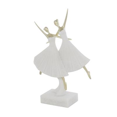 Polystone Dancer Ballet Decorative Sculpture with Gold Accents - Cream - Roche River Decor