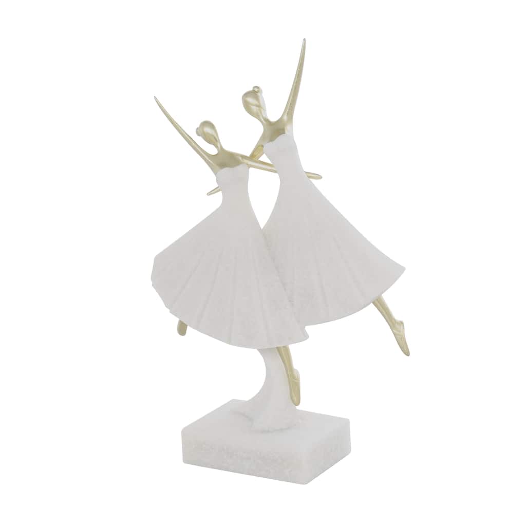 Polystone Dancer Ballet Decorative Sculpture with Gold Accents - Cream - Roche River Decor