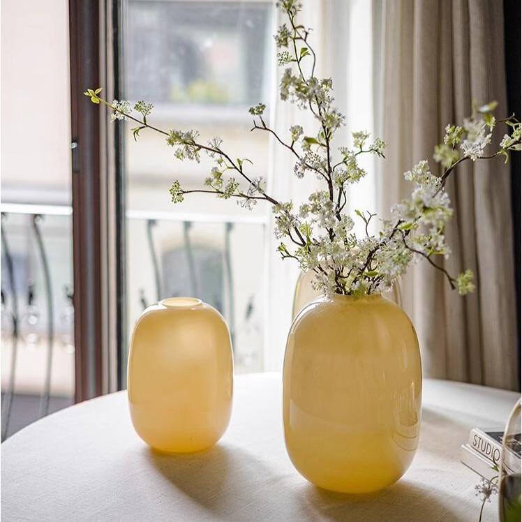RusticReach Modern Glass Vase in Yellow