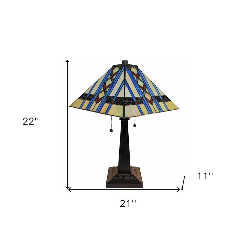 Vintage Inspired 22" Metal Candlestick Table Lamp with Blue Shade