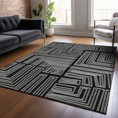 Machine Washable Indoor/ Outdoor Contemporary Stack Chantille Rug