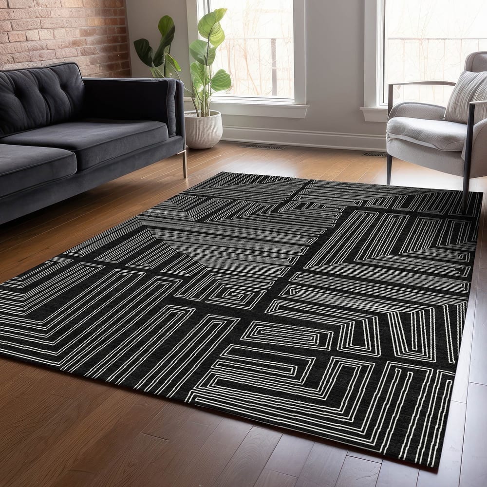Machine Washable Indoor/ Outdoor Contemporary Stack Chantille Rug