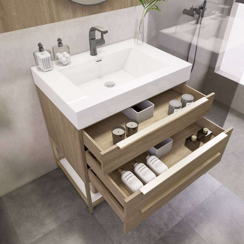 Noble 30" Free Standing Vanity with Reinforced Acrylic Sink - 30" Width