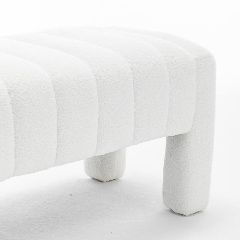 SEYNAR Modern Glam Teddy Velvet Fabric Rectangle Ottoman
