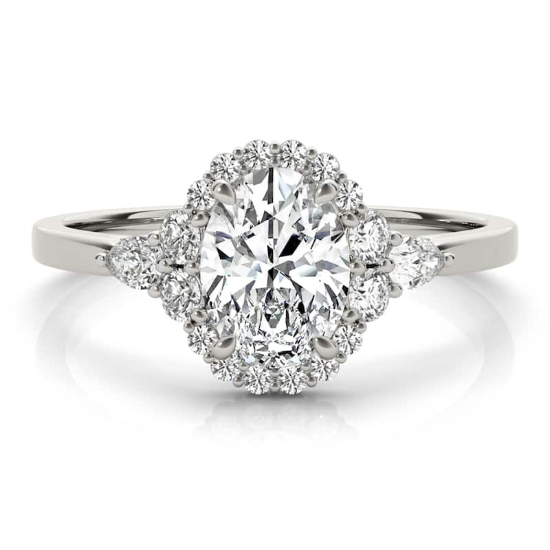 Auriya 14k White Gold Lab Grown Oval Diamond Halo Engagement Ring 0.50 to 5.00 ct. tw. (F-G VS)