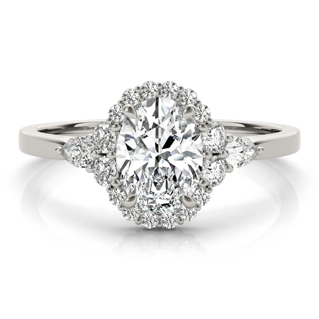 Auriya 14k White Gold Lab Grown Oval Diamond Halo Engagement Ring 0.50 to 5.00 ct. tw. (F-G VS)