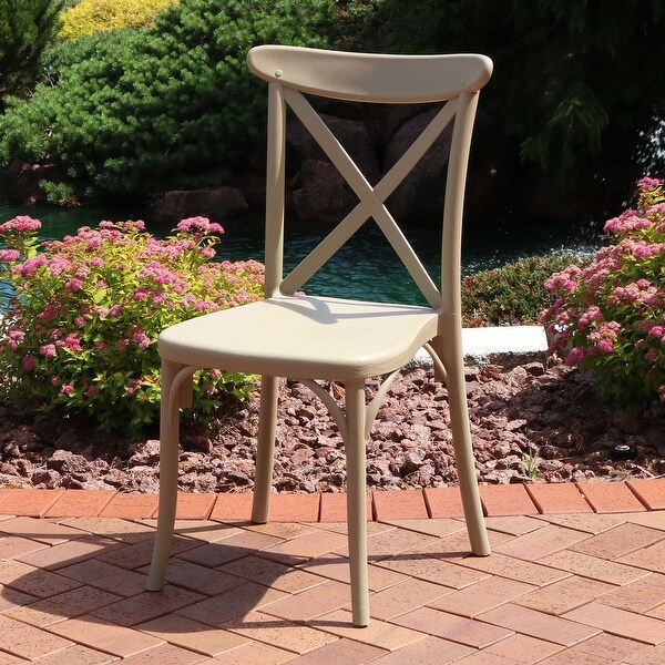 Sunnydaze Bellemead Indoor Outdoor Plastic Patio Dining Chair - Coffee - Tan|Tan|Taupe 