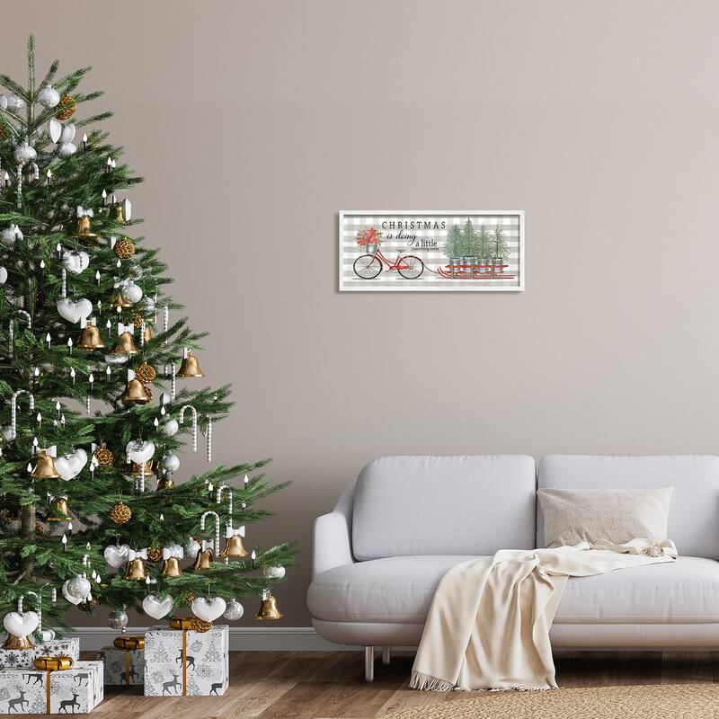Stupell Encouraging Christmas Giving Quote Bicycle & Tree Sled Framed Wall Art - Green