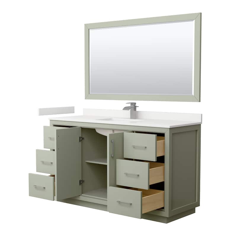 Icon 60-inch Single Vanity, Quartz Top, 58-inch Mirror