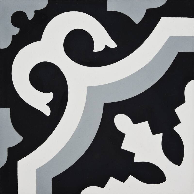 Handmade Tanger Black and Grey Tile, Pack of 12 (Morocco)
