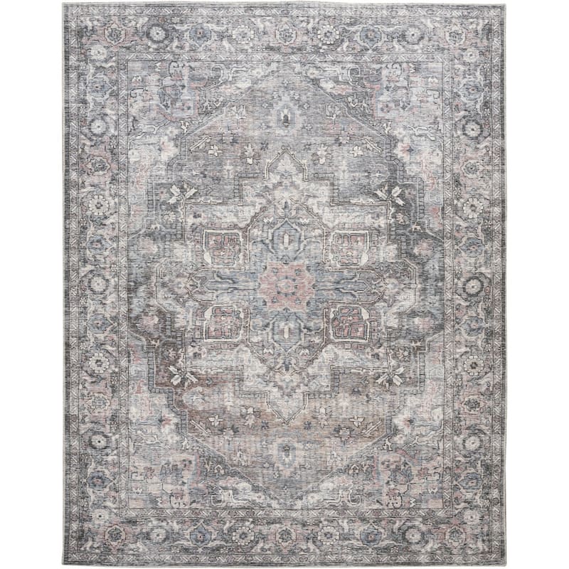 Hequ Power Loomed Distressed Floral Area Rug By HomeRoots - 9' x 12'