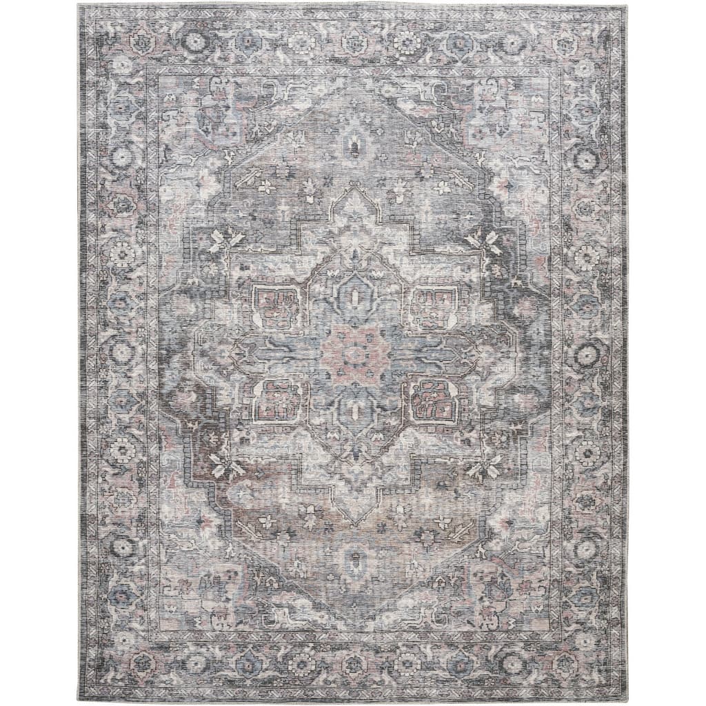 Hequ Power Loomed Distressed Floral Area Rug By HomeRoots - 9' x 12'