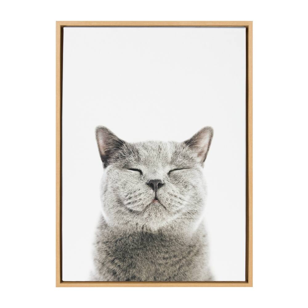 Kate and Laurel Sylvie Smiling Cat Framed Canvas by Amy Peterson