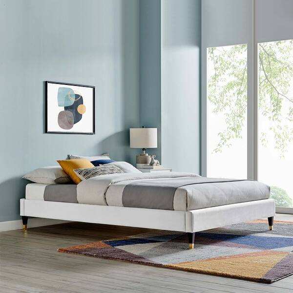 Harlow Full Performance Velvet Platform Bed Frame Overstock 32375451 Mint
