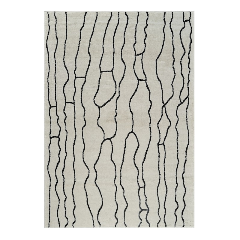 Distressed Abstract Modern Stain Resistant Woven Soft Area Rug